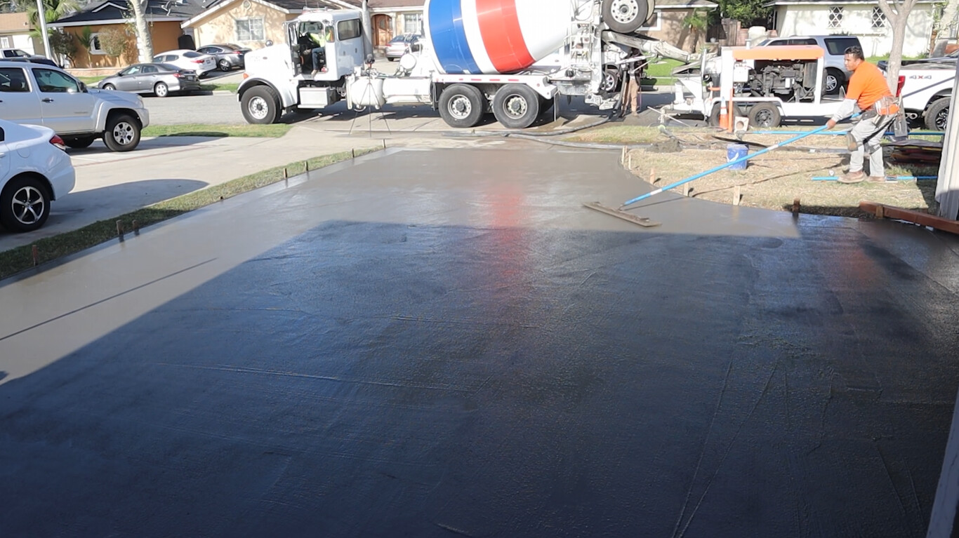 Fresh concrete driveway being poured in Morgan Hill, CA